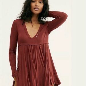 Free People Women's Rust Long Sleeve Top